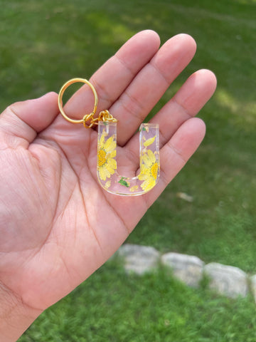 Yellow Flower Letter Keychains